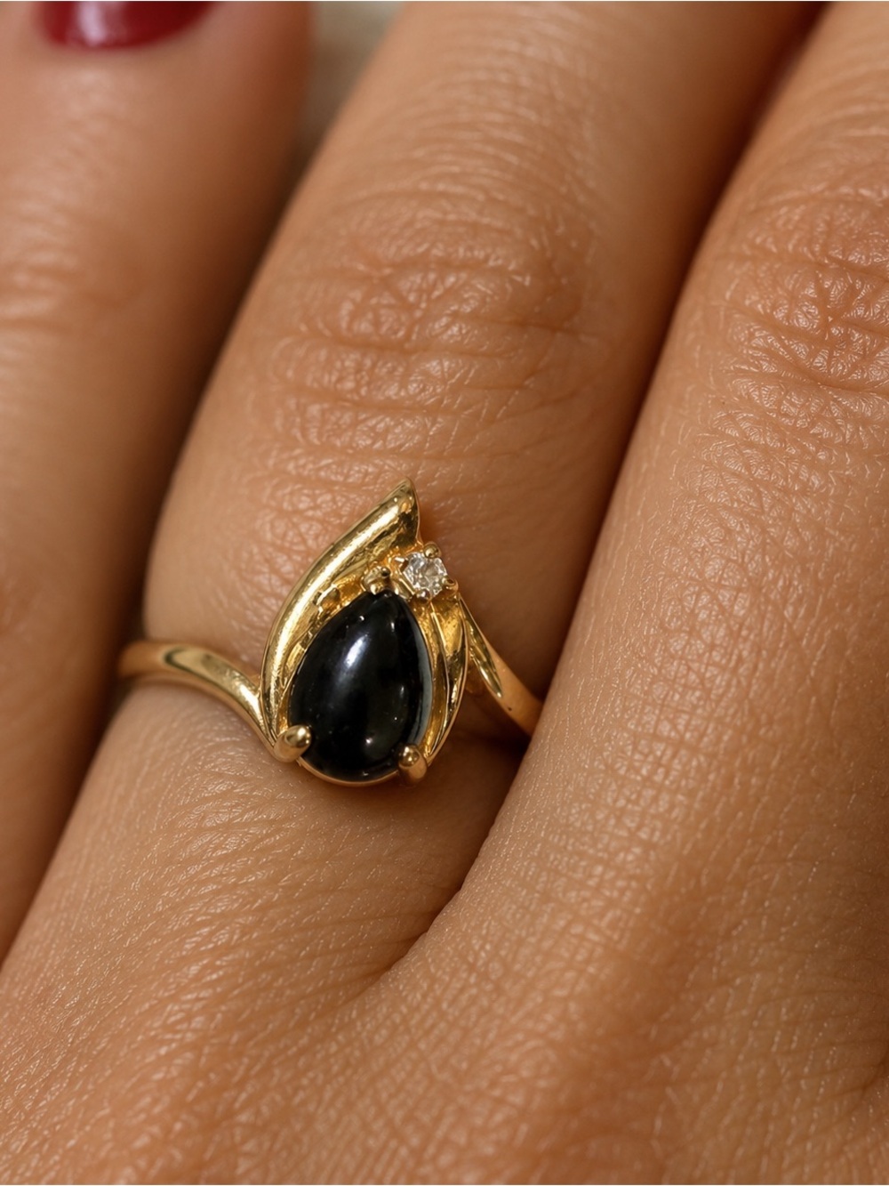 Gold and Black Teardrop Ring